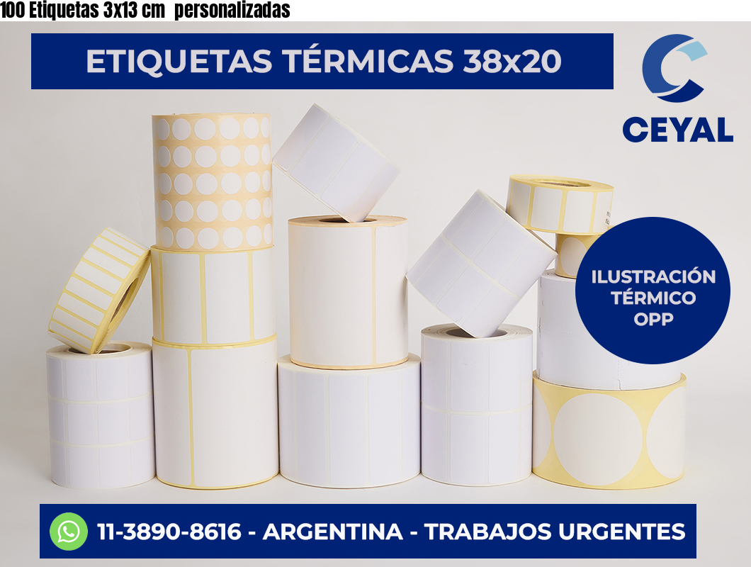 100 Etiquetas 3×13 cm  personalizadas