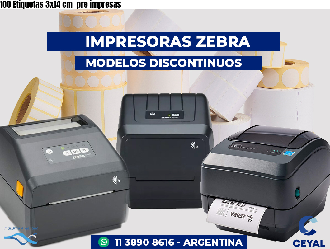 100 Etiquetas 3x14 cm  pre impresas