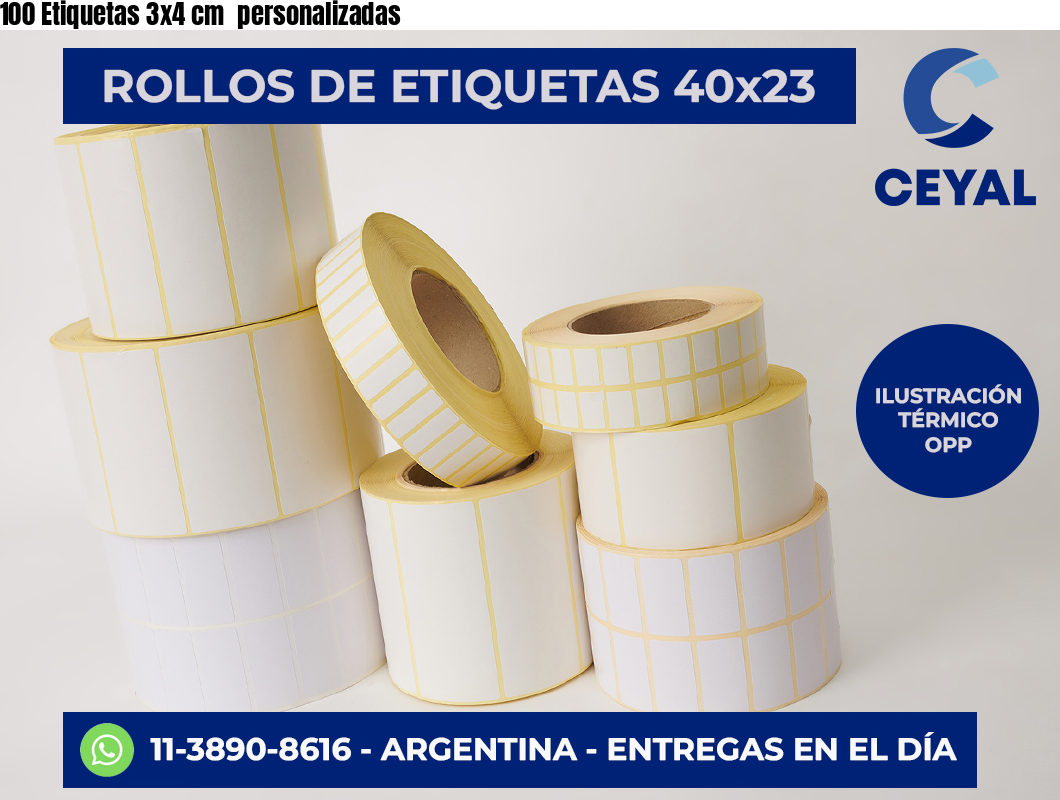 100 Etiquetas 3×4 cm  personalizadas