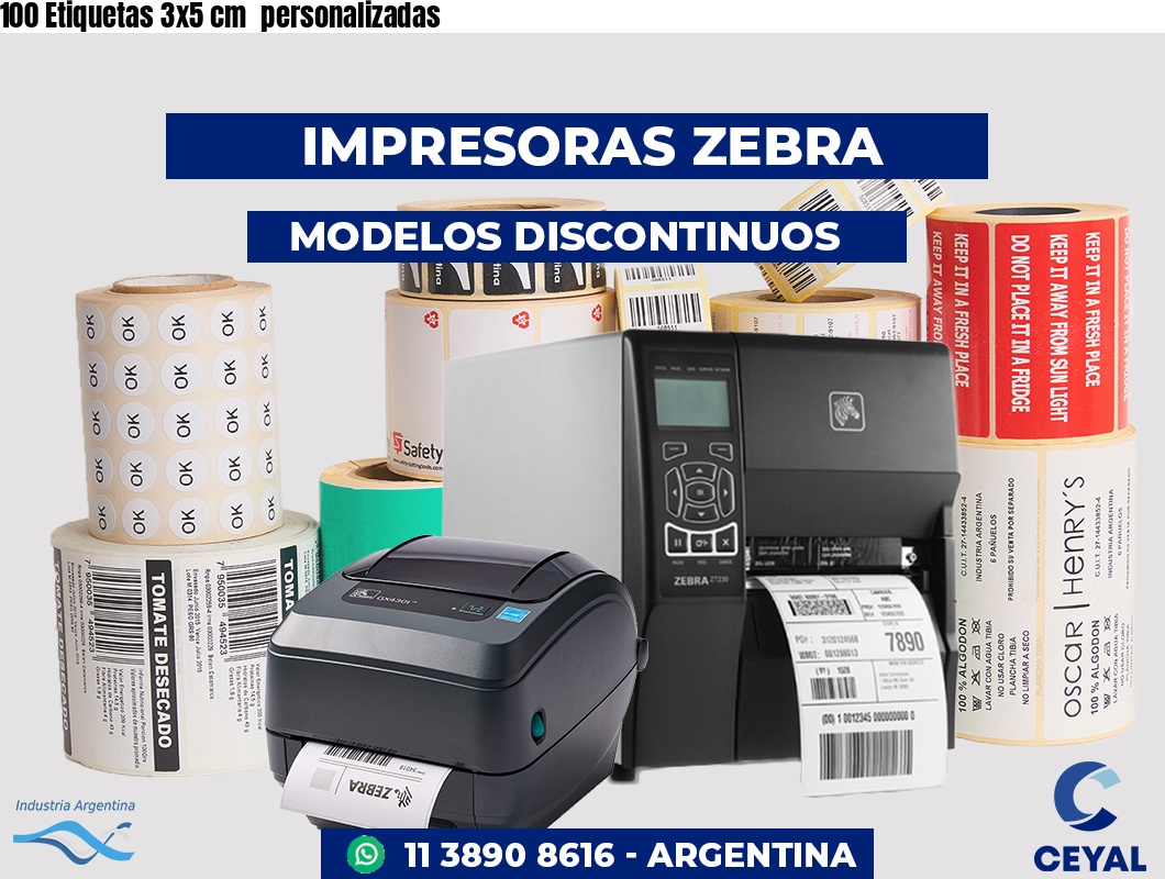 100 Etiquetas 3x5 cm  personalizadas