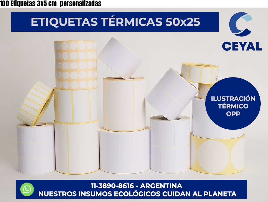 100 Etiquetas 3×5 cm  personalizadas
