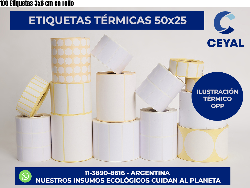 100 Etiquetas 3×6 cm en rollo