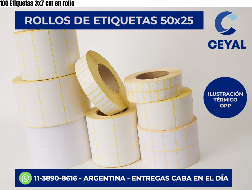 100 Etiquetas 3×7 cm en rollo