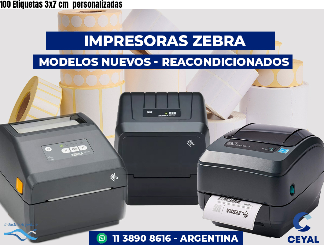 100 Etiquetas 3x7 cm  personalizadas