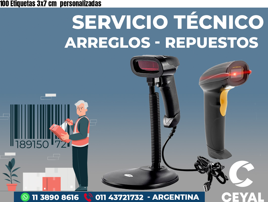 100 Etiquetas 3x7 cm  personalizadas