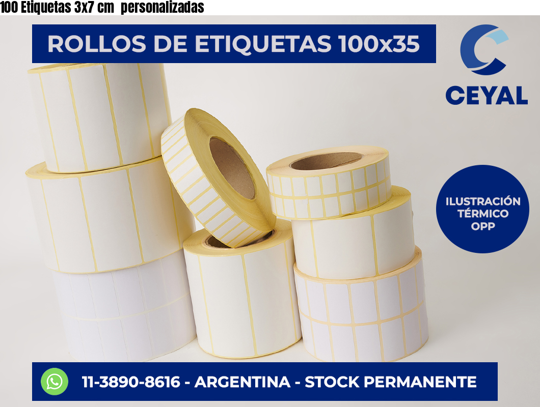 100 Etiquetas 3×7 cm  personalizadas