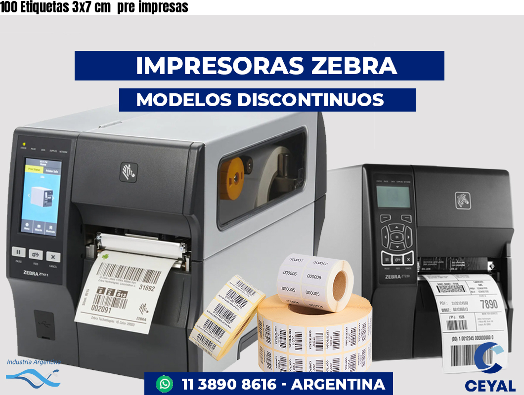 100 Etiquetas 3x7 cm  pre impresas