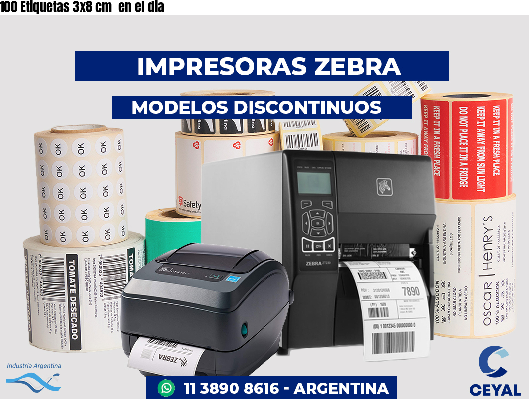 100 Etiquetas 3x8 cm  en el dia