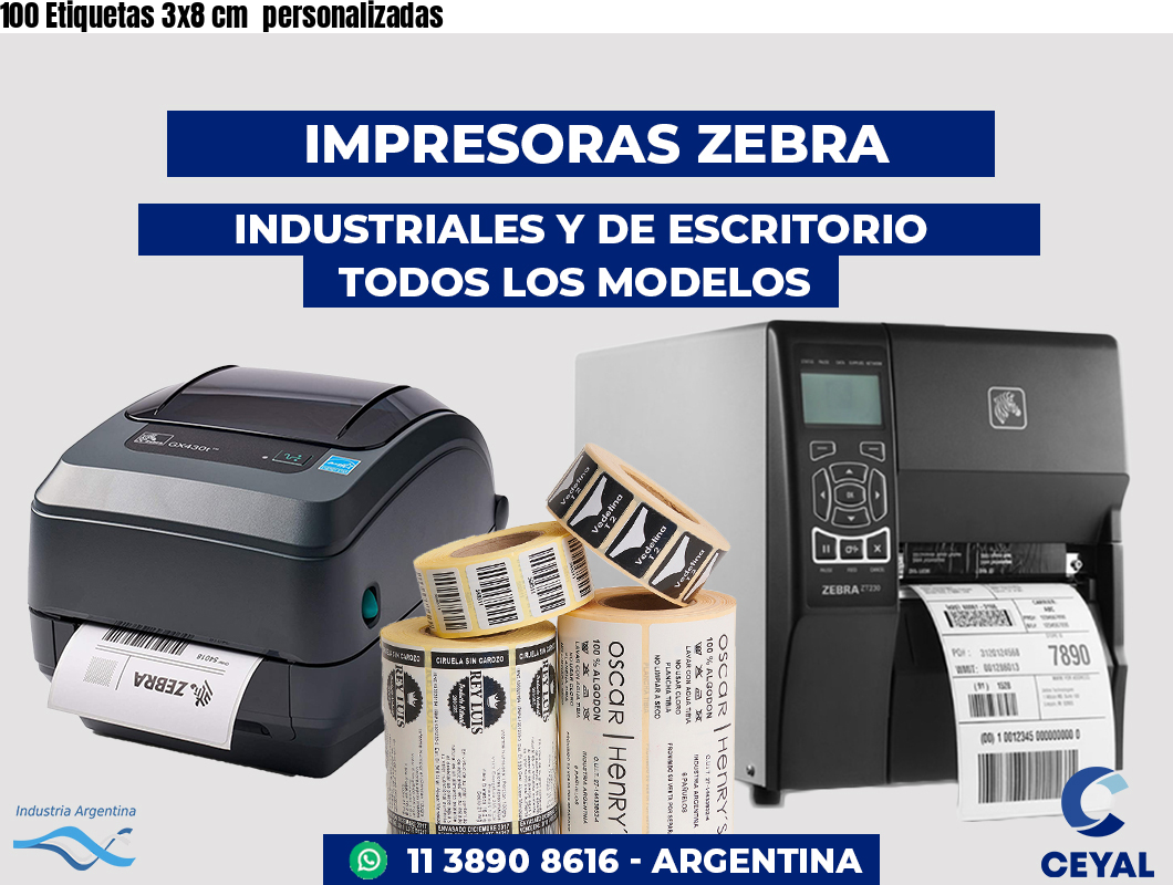 100 Etiquetas 3x8 cm  personalizadas