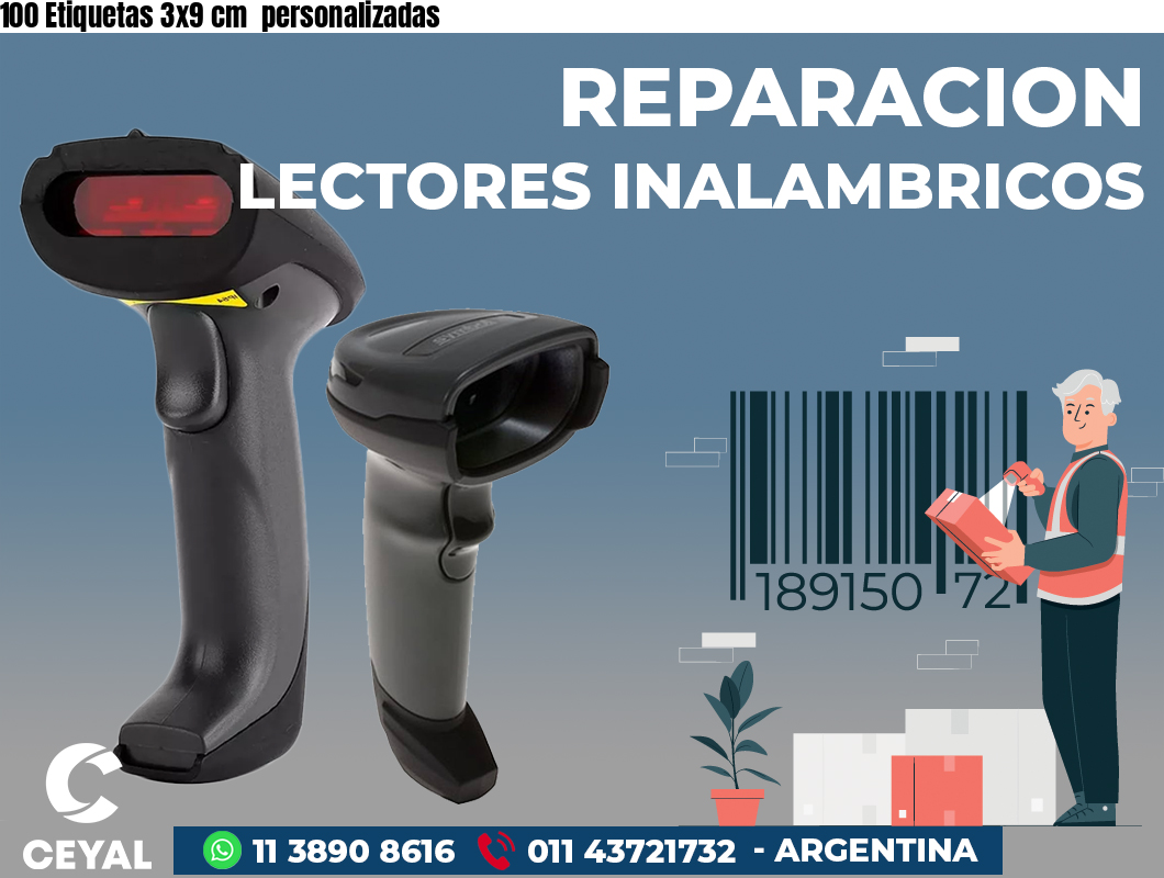 100 Etiquetas 3x9 cm  personalizadas