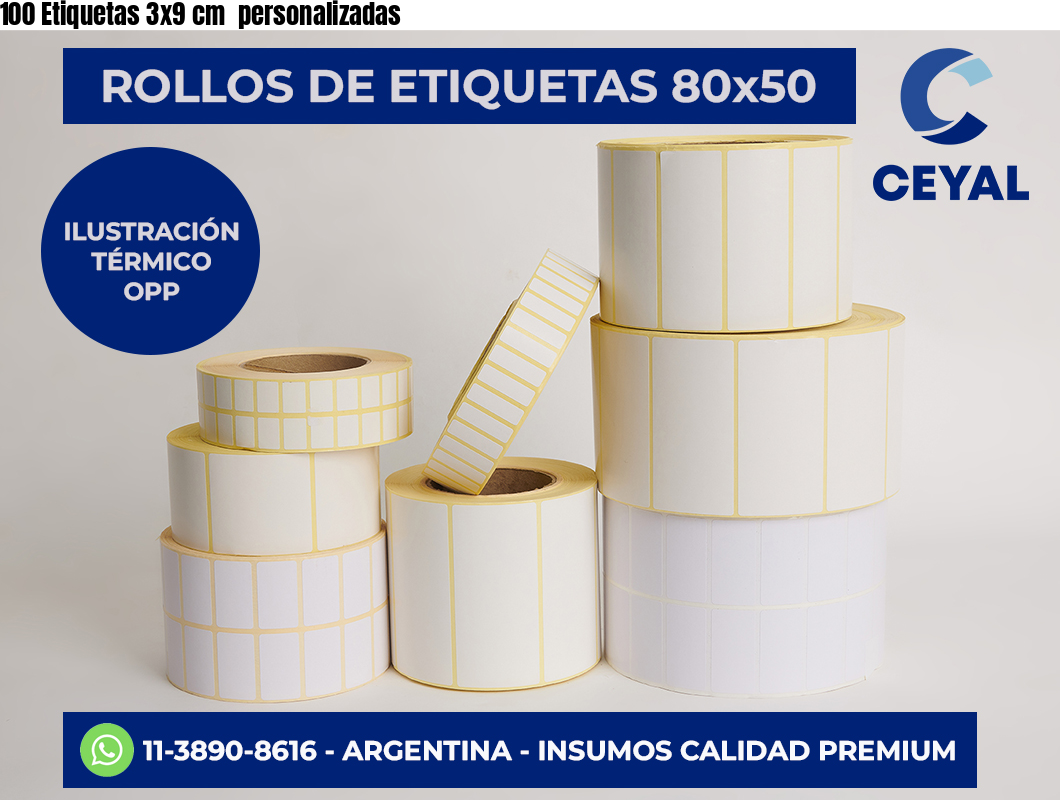100 Etiquetas 3×9 cm  personalizadas