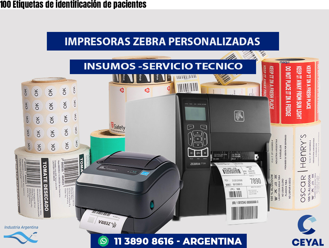 100 Etiquetas de identificación de pacientes