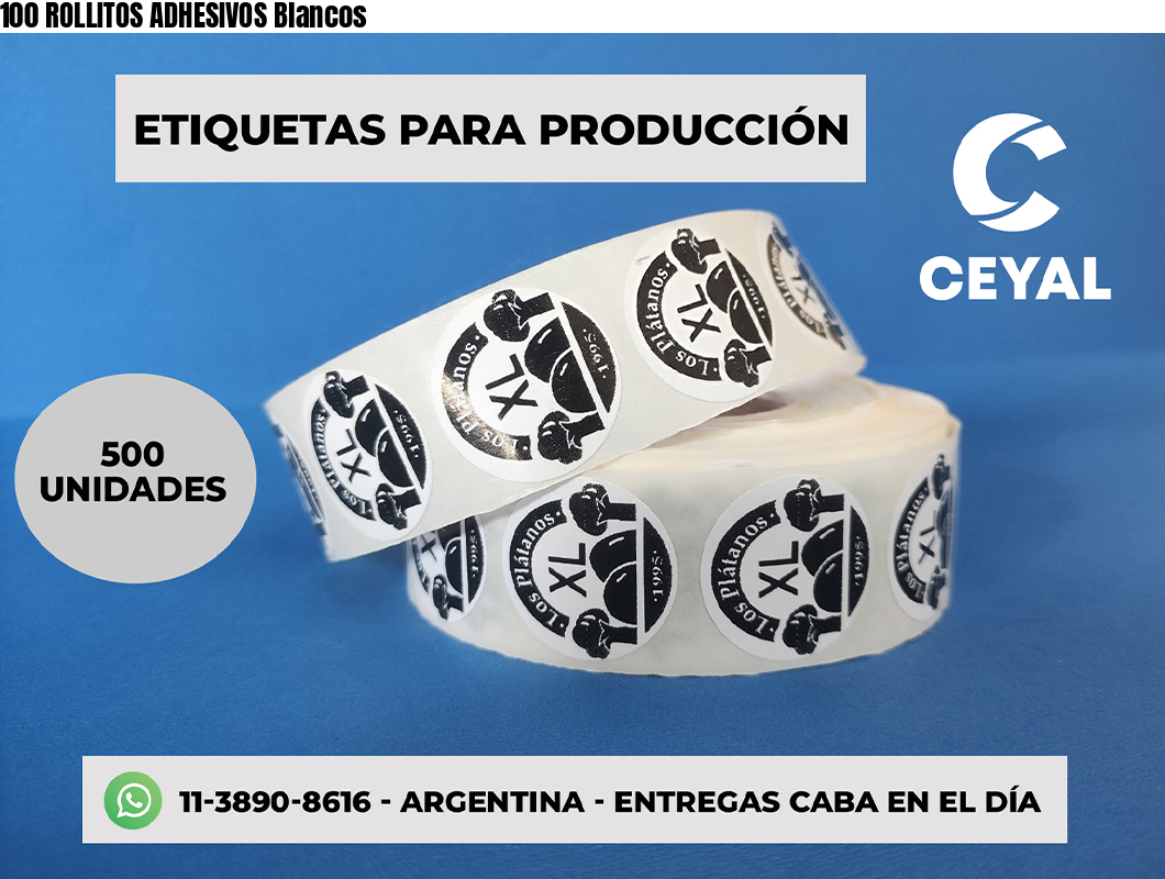 100 ROLLITOS ADHESIVOS Blancos