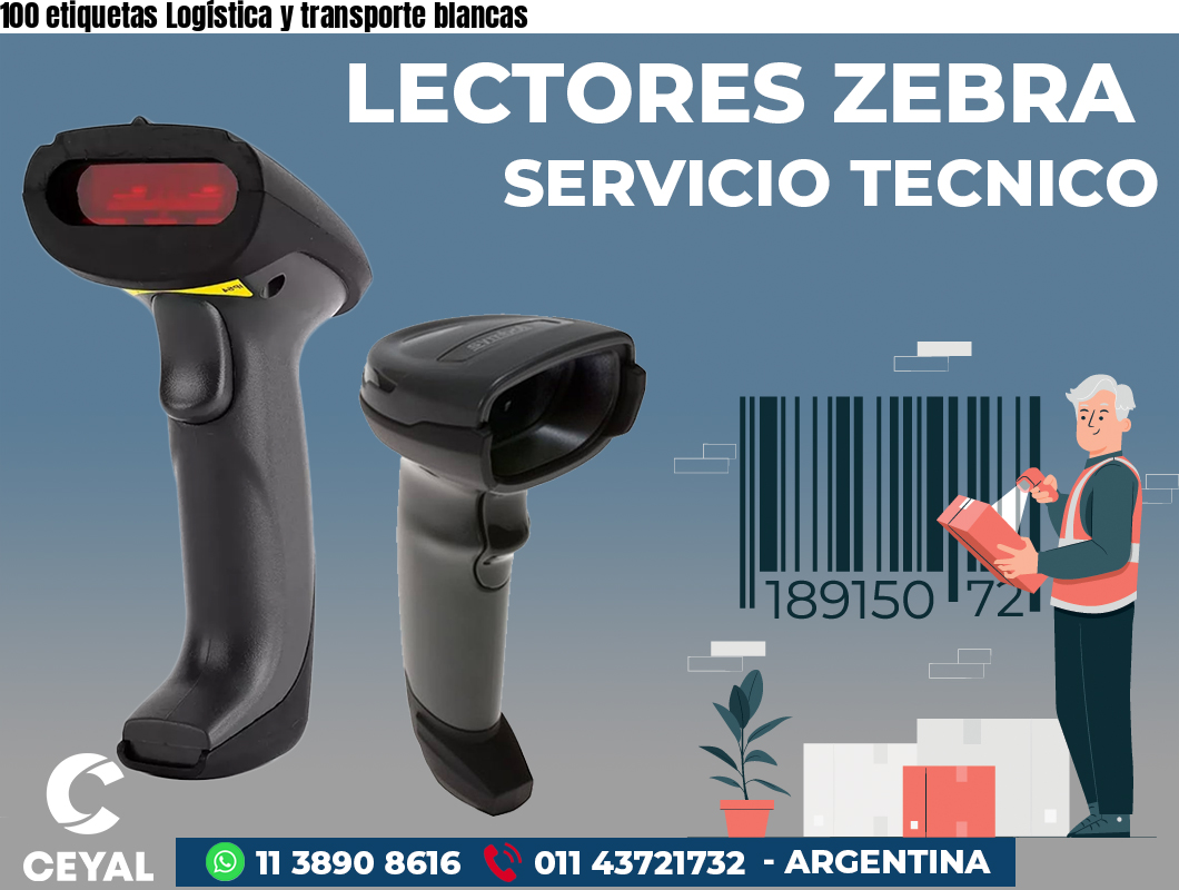 100 etiquetas Logística y transporte blancas