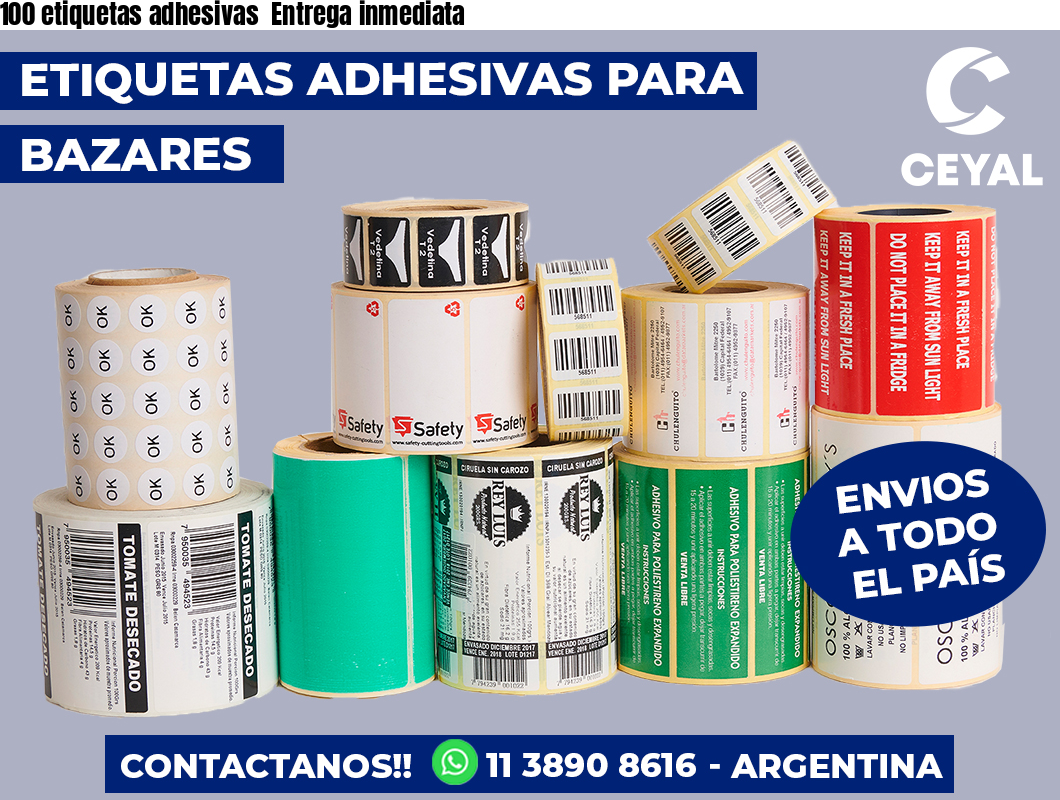 100 etiquetas adhesivas  Entrega inmediata