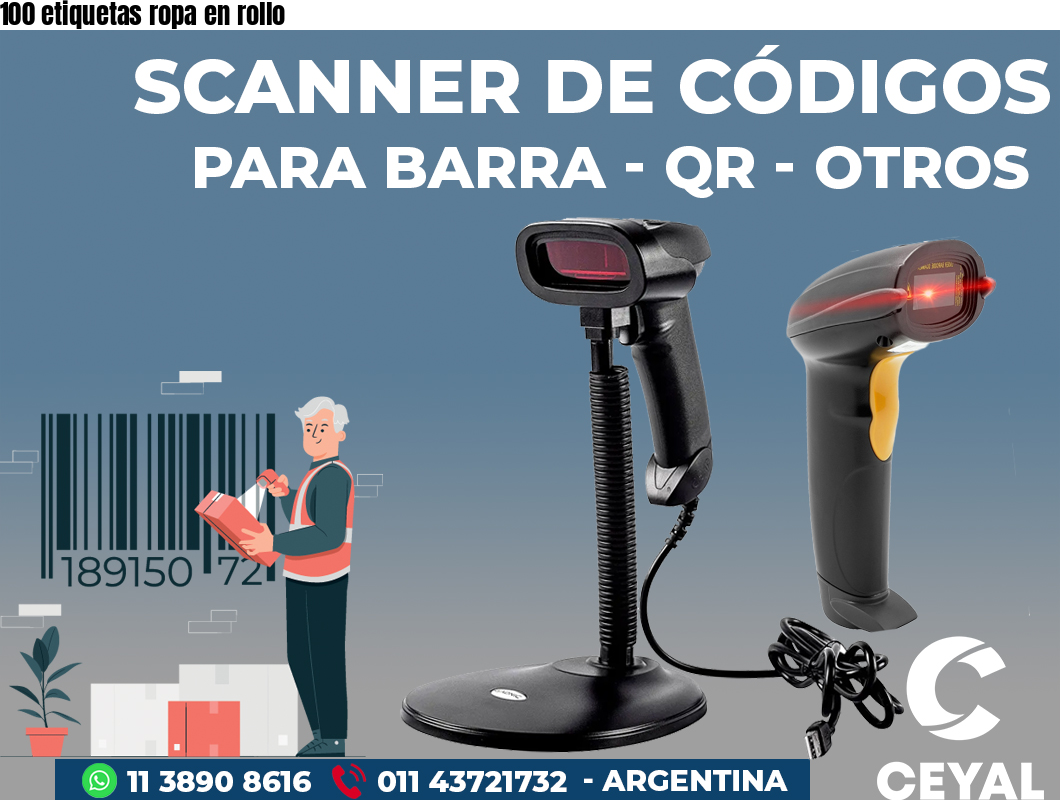 100 etiquetas ropa en rollo