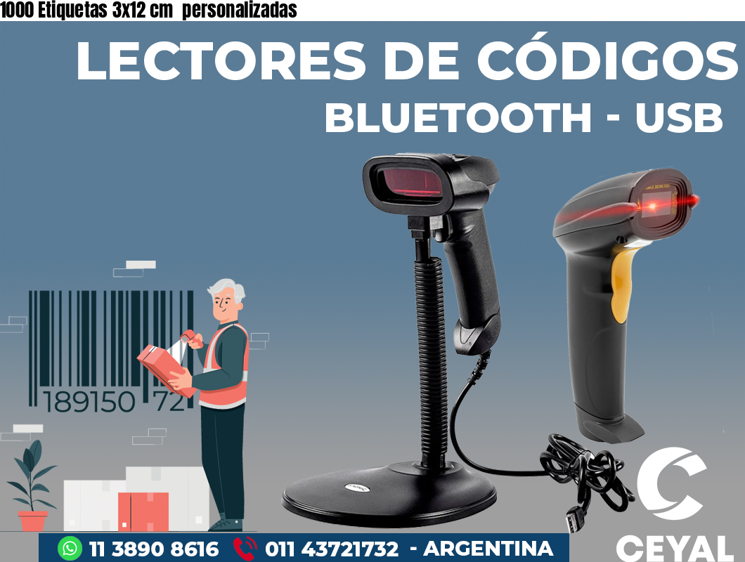 1000 Etiquetas 3x12 cm  personalizadas