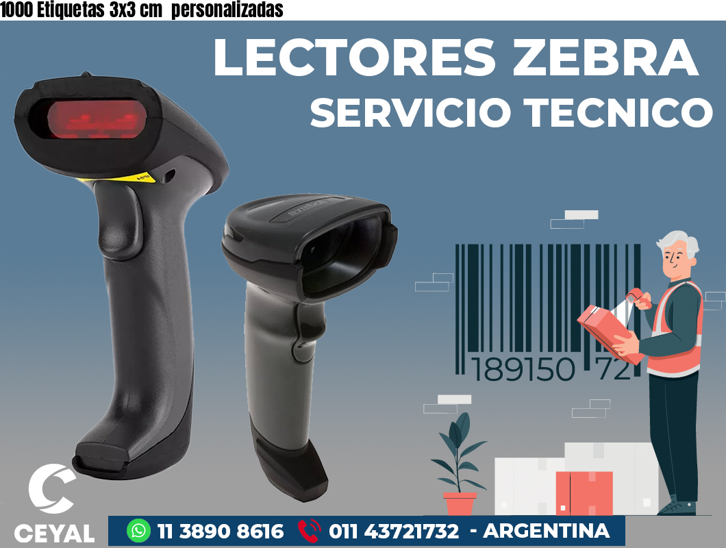 1000 Etiquetas 3x3 cm  personalizadas