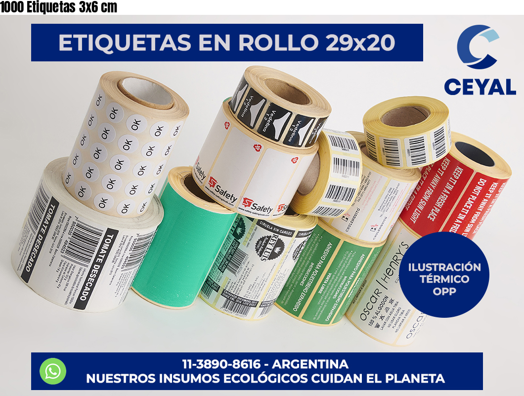 1000 Etiquetas 3×6 cm