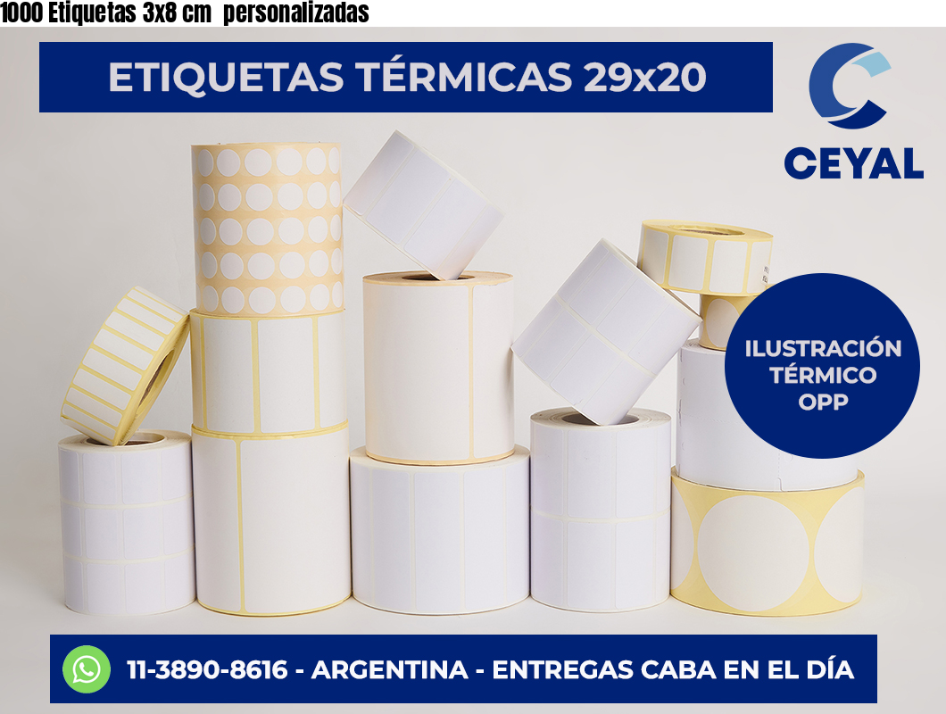 1000 Etiquetas 3×8 cm  personalizadas