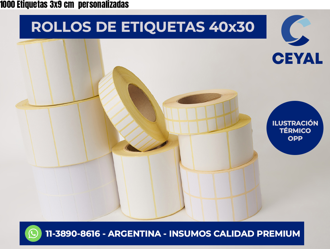 1000 Etiquetas 3×9 cm  personalizadas