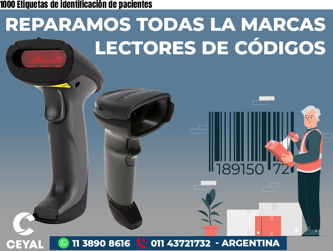 1000 Etiquetas de identificación de pacientes