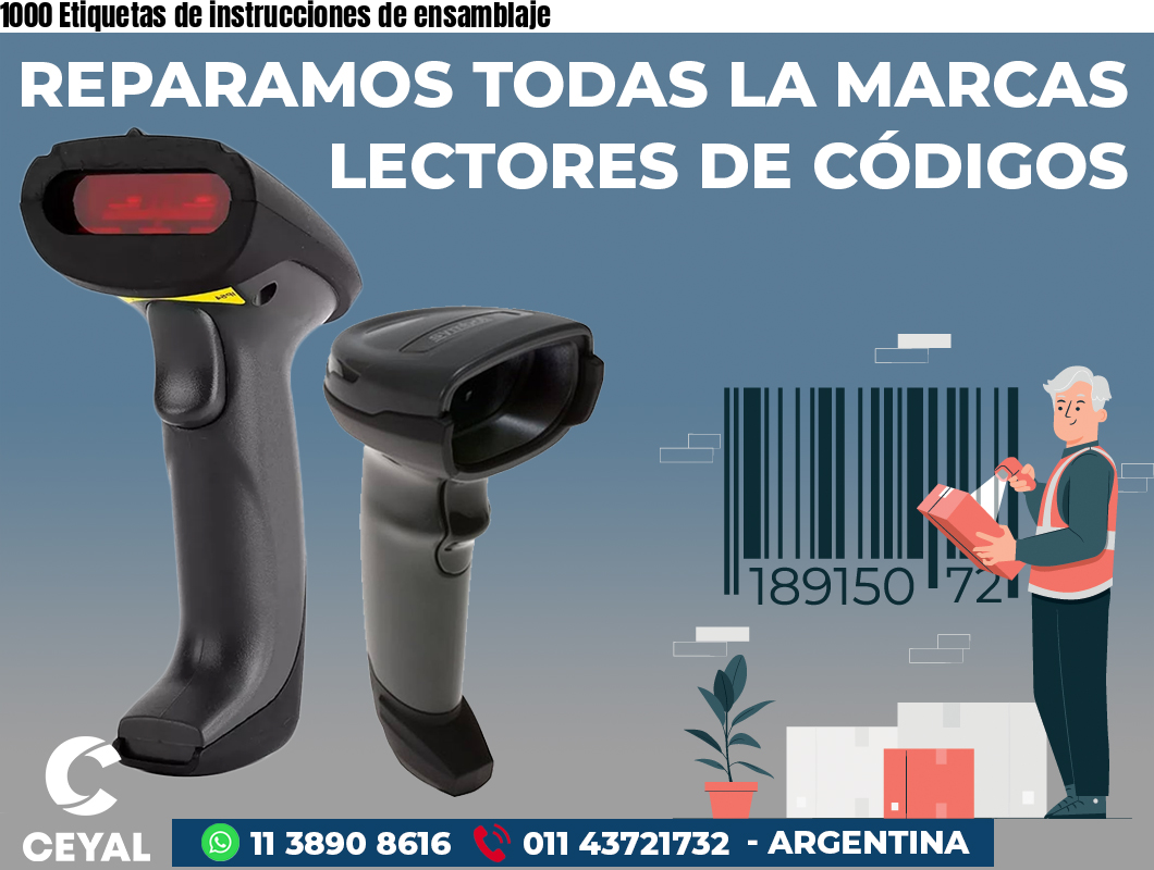 1000 Etiquetas de instrucciones de ensamblaje