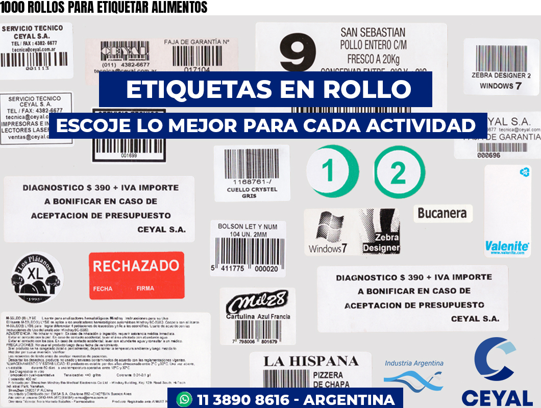 1000 ROLLOS PARA ETIQUETAR ALIMENTOS