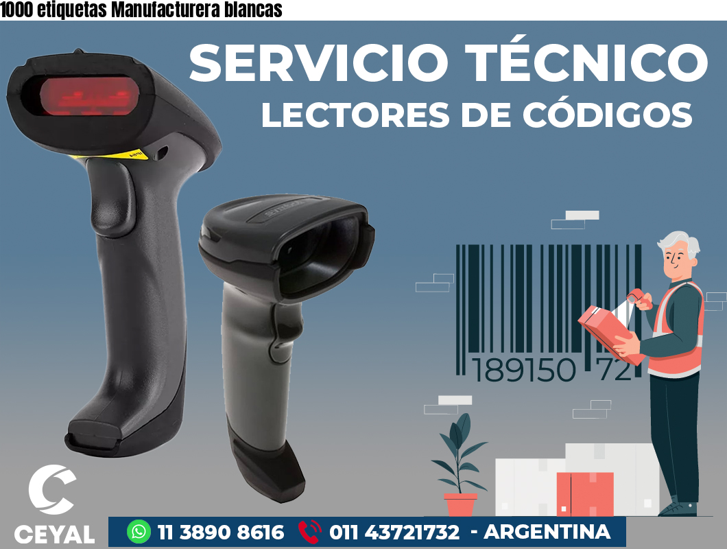 1000 etiquetas Manufacturera blancas