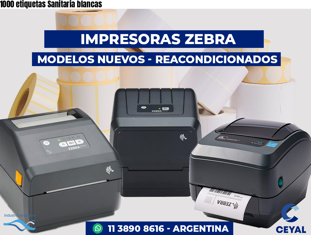 1000 etiquetas Sanitaria blancas