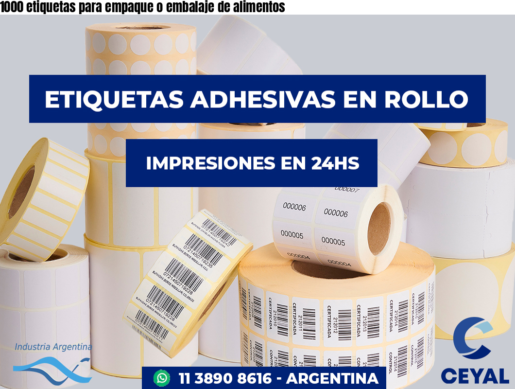 1000 etiquetas para empaque o embalaje de alimentos