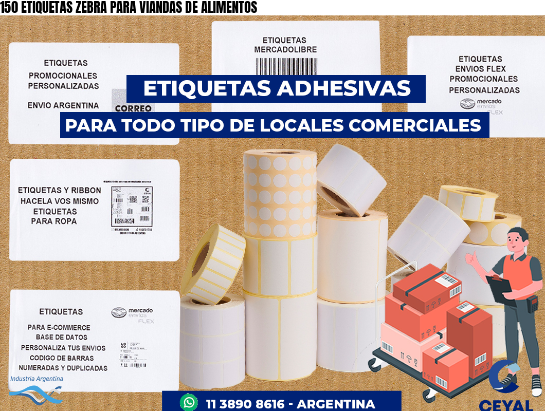 150 ETIQUETAS ZEBRA PARA VIANDAS DE ALIMENTOS
