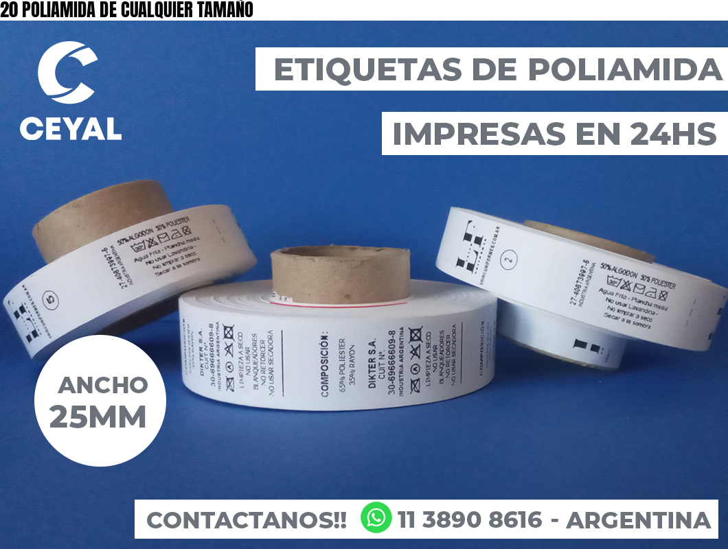 20 POLIAMIDA DE CUALQUIER TAMAÑO