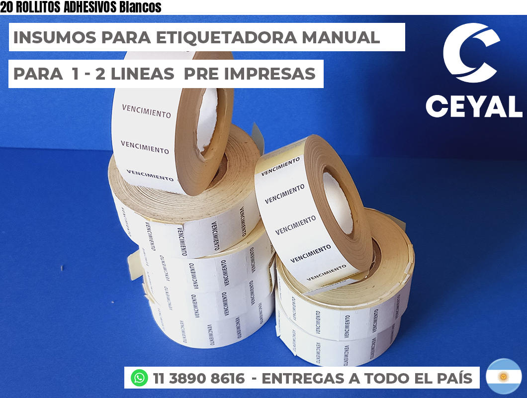 20 ROLLITOS ADHESIVOS Blancos