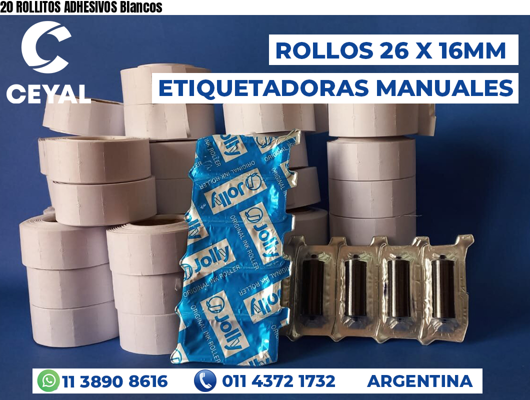 20 ROLLITOS ADHESIVOS Blancos