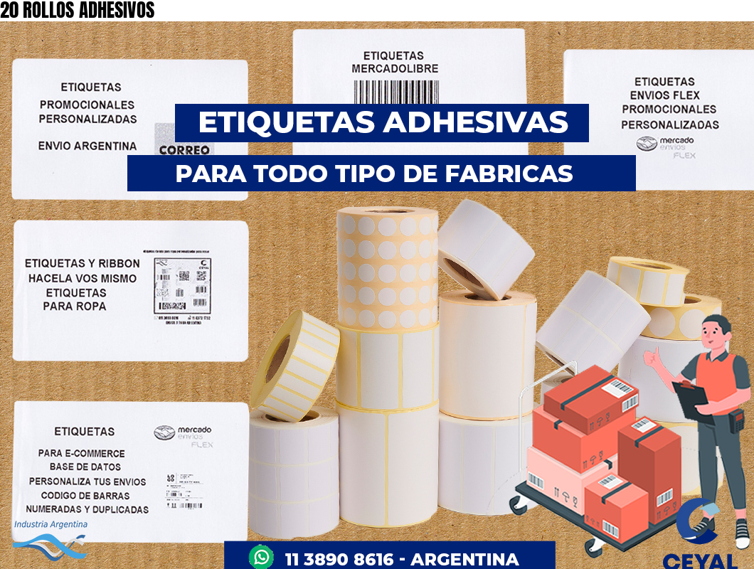 20 ROLLOS ADHESIVOS