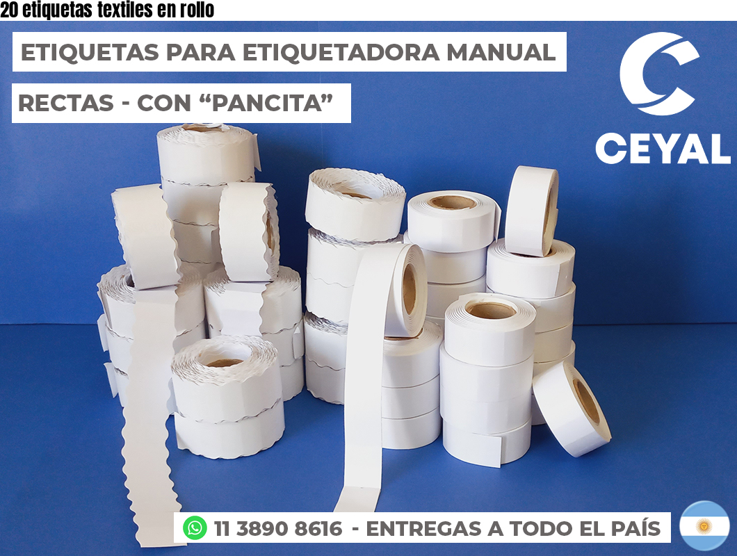 20 etiquetas textiles en rollo