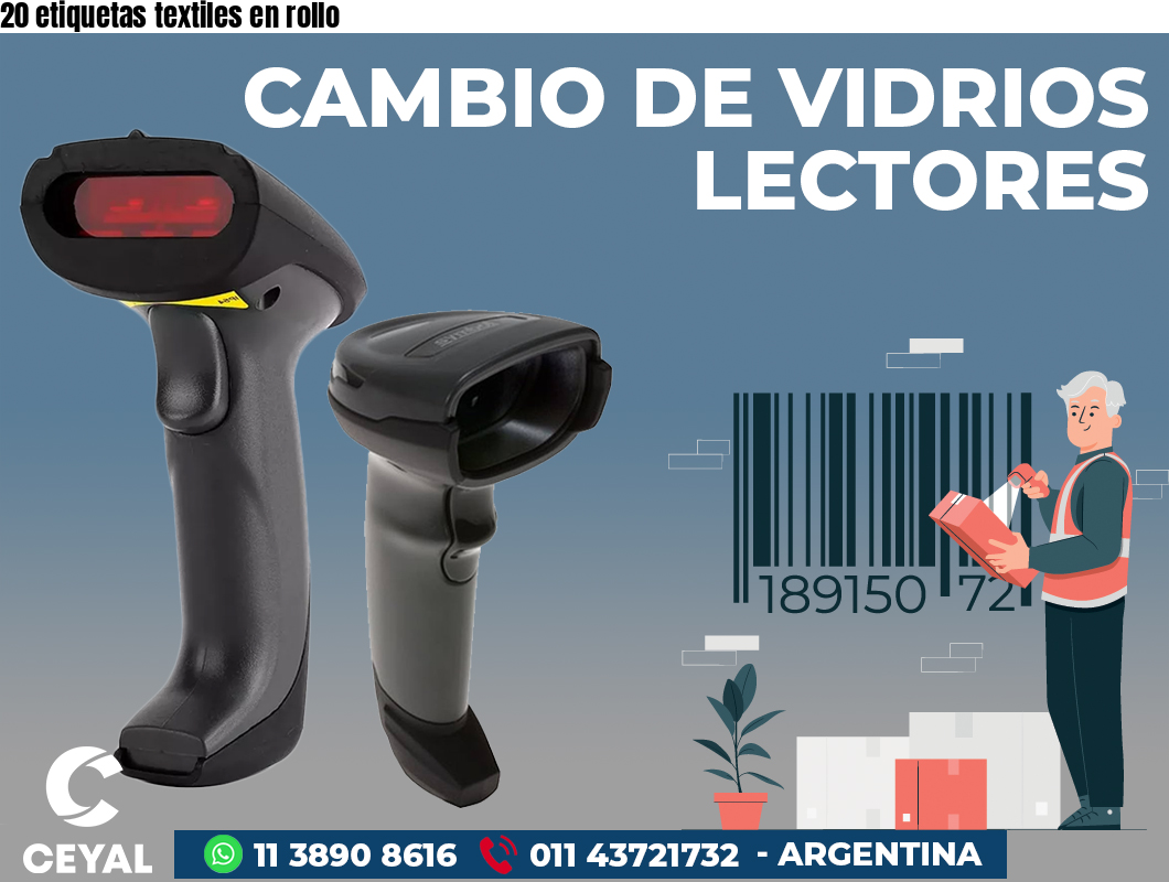 20 etiquetas textiles en rollo