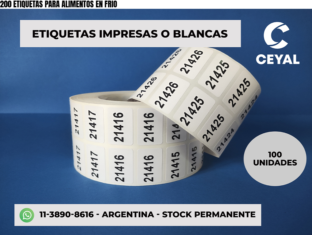 200 ETIQUETAS PARA ALIMENTOS EN FRIO