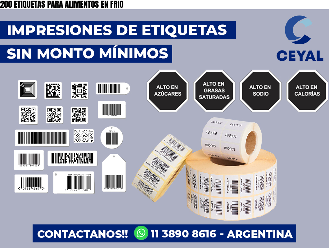200 ETIQUETAS PARA ALIMENTOS EN FRIO