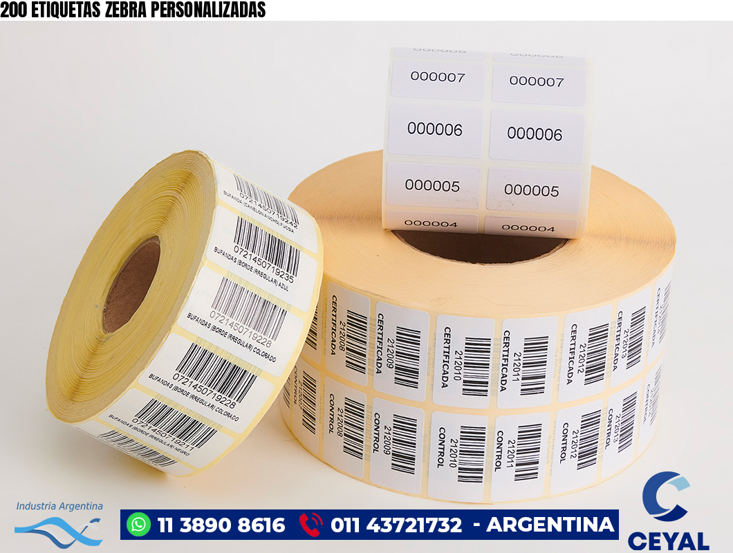 200 ETIQUETAS ZEBRA PERSONALIZADAS
