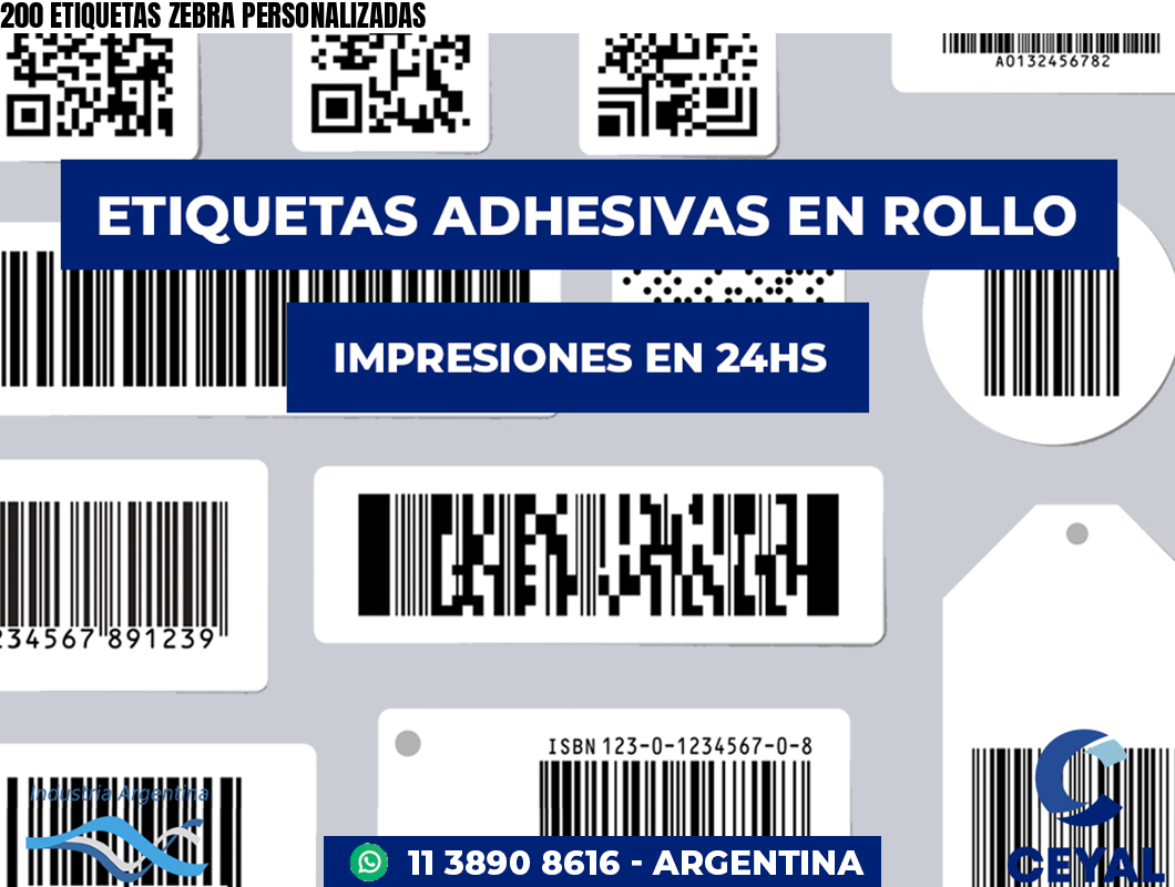 200 ETIQUETAS ZEBRA PERSONALIZADAS