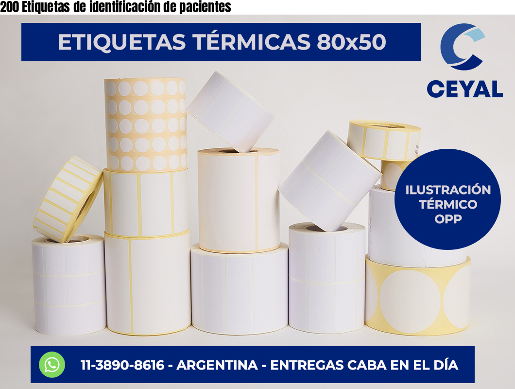 200 Etiquetas de identificación de pacientes