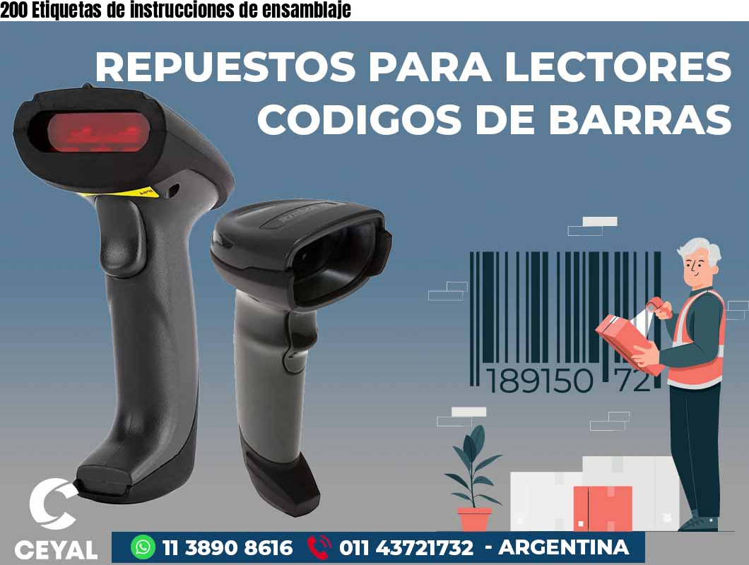 200 Etiquetas de instrucciones de ensamblaje