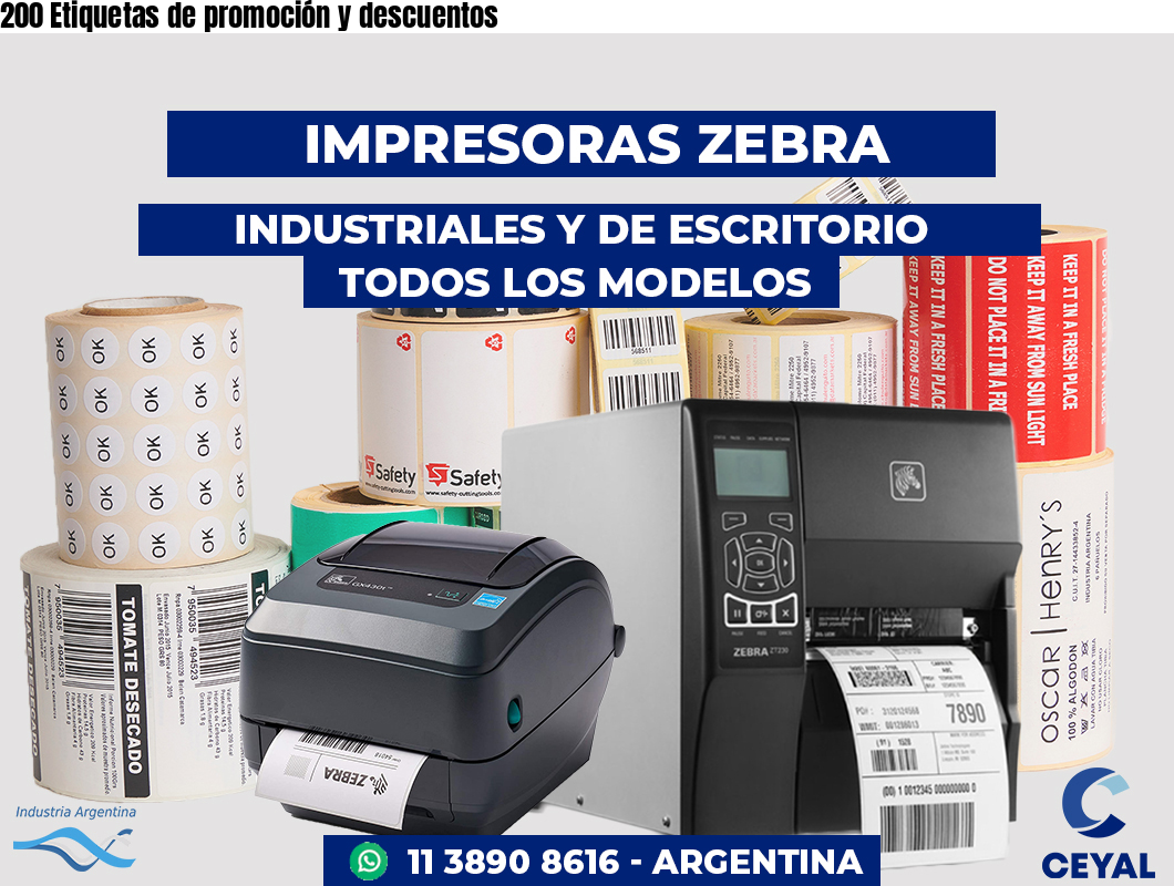 200 Etiquetas de promoción y descuentos