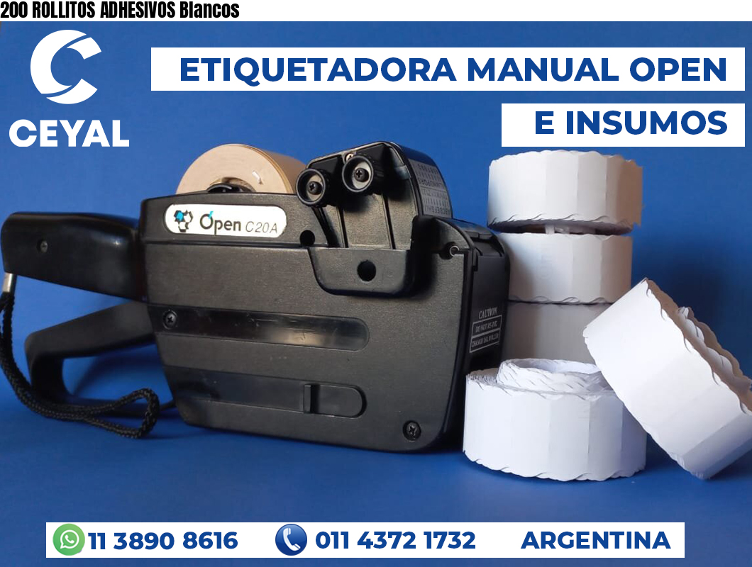 200 ROLLITOS ADHESIVOS Blancos