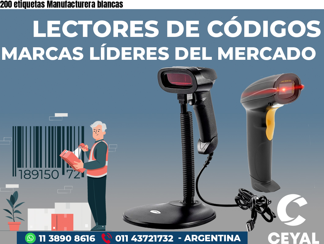200 etiquetas Manufacturera blancas