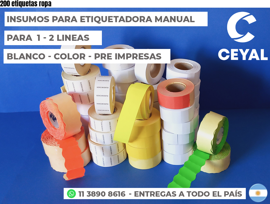 200 etiquetas ropa