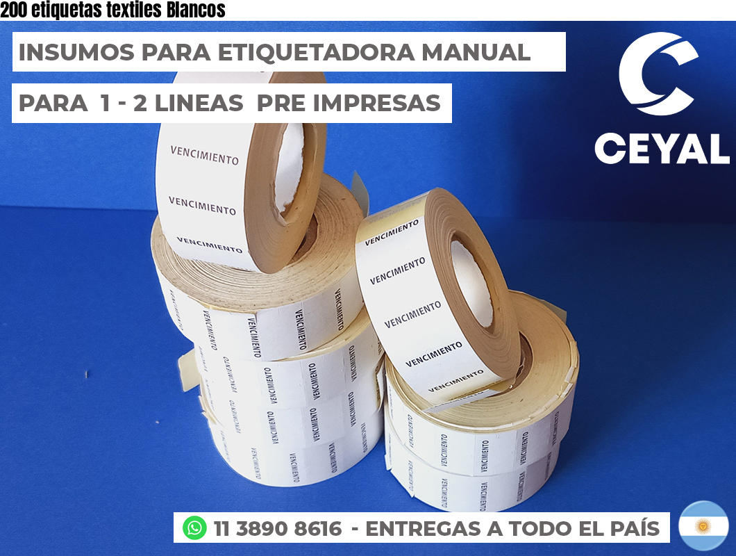 200 etiquetas textiles Blancos
