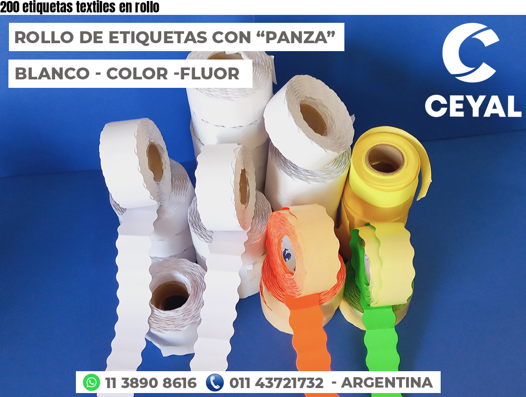 200 etiquetas textiles en rollo